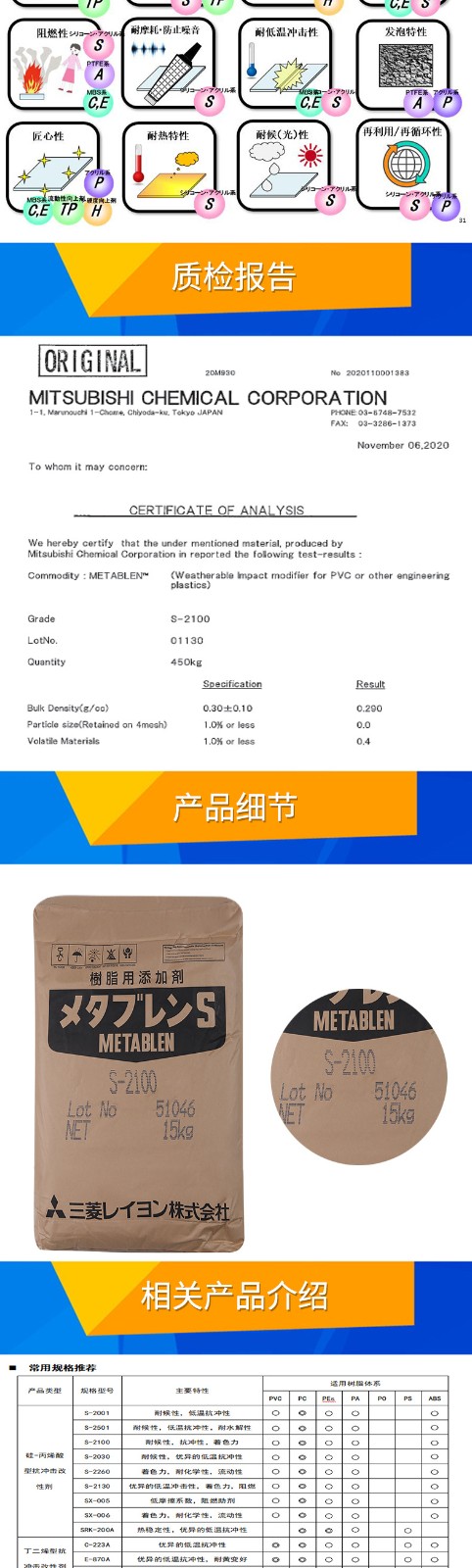 抗冲击改性剂 日本三菱 S-2100 塑料合金 抗冲击改性剂增韧剂